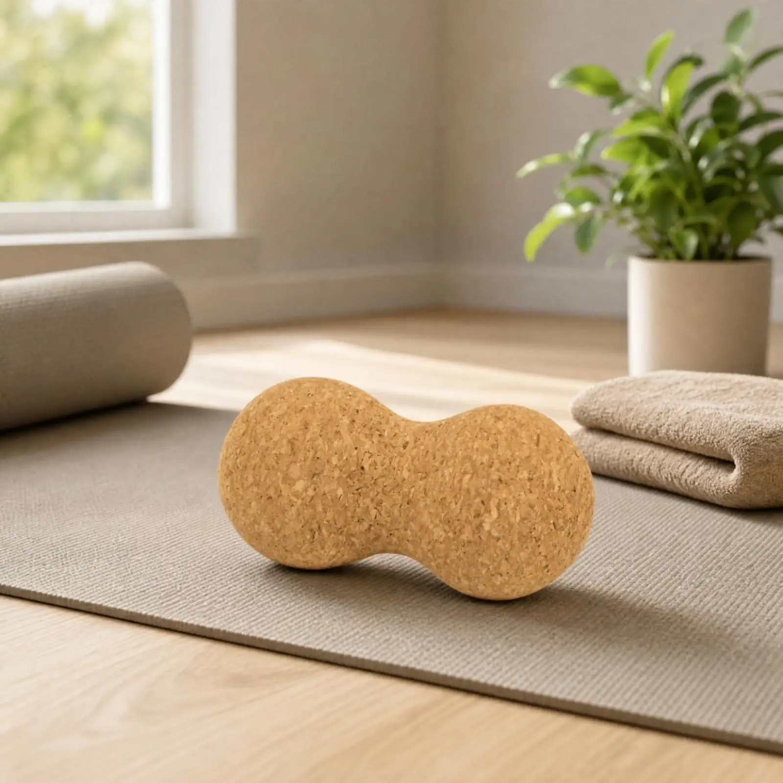 Lightweight Cork Yoga Exercise Block Peanut Massager for Pilates Dance Conditioning Daily Relaxation Routine