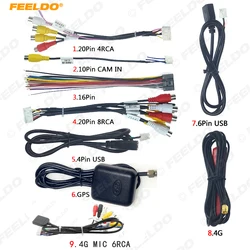 FEELDO Car Head Unit Stereo Wire Harness Kits Compatible For XY AUTO Android Solution Interface RCA USB Audio and video cable