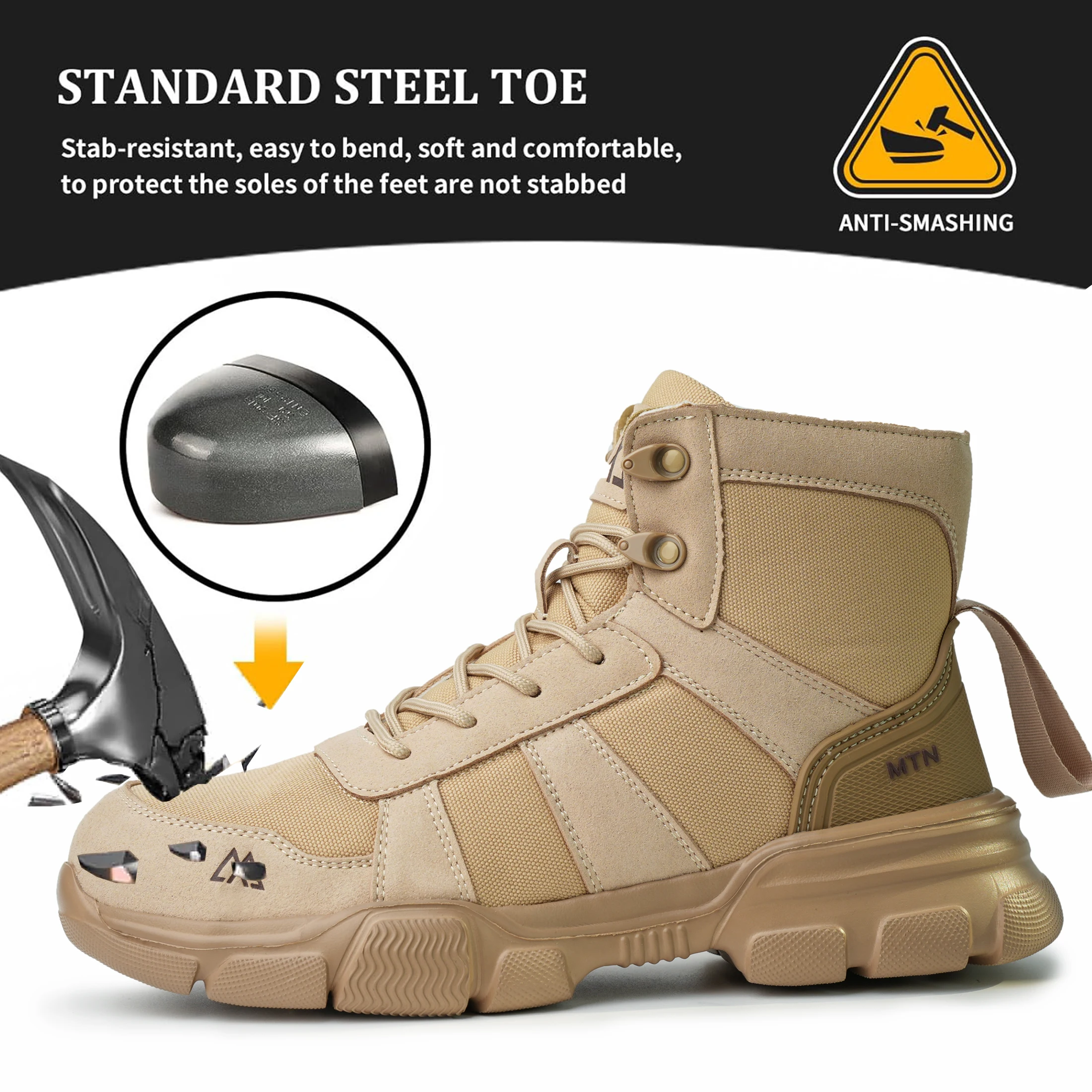 Light Breathable Safety Shoes For Men Steel Toe Cap Anti Smash Work Shoes Indestructible Anti-puncture Kevlar Insoles Male Boots