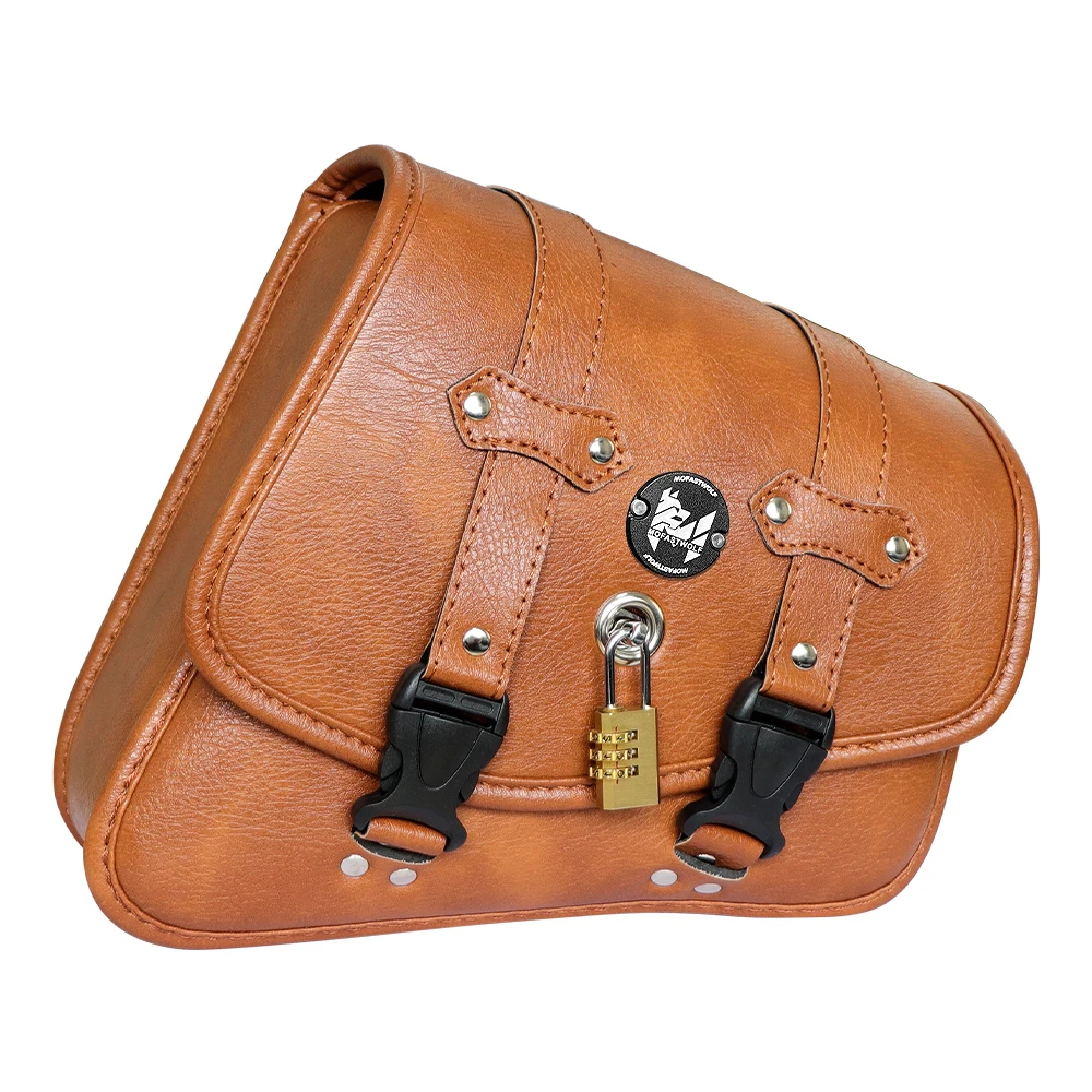 Vintage Motorcycle Saddlebag Waterproof PU Leather Side Tool Bag Storage Pouch For Harley Cruiser Motorbike