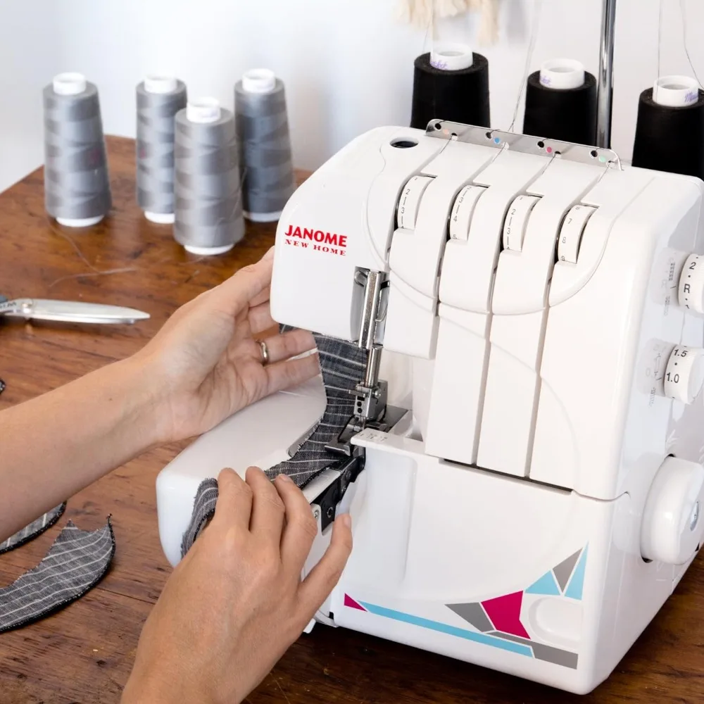 WHITE Janome MOD-8933 Serger with Lay-In Threading, 3 and 4 Thread Convertible with Differential Feed