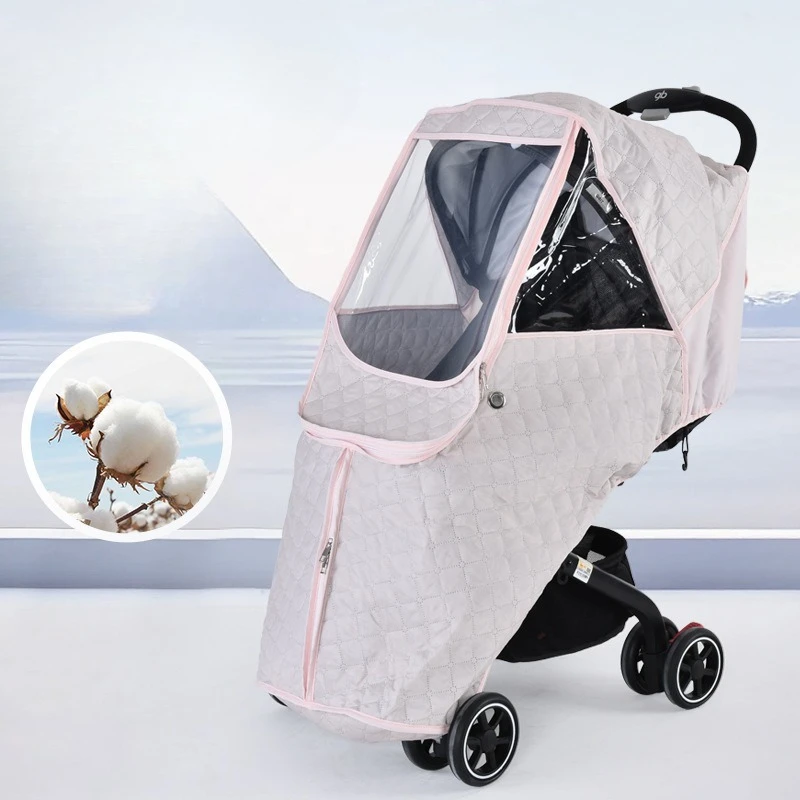 Universal Stroller Weather Cover Windproof Rain Shield Winter Warm Protection Baby Carrier Canopy