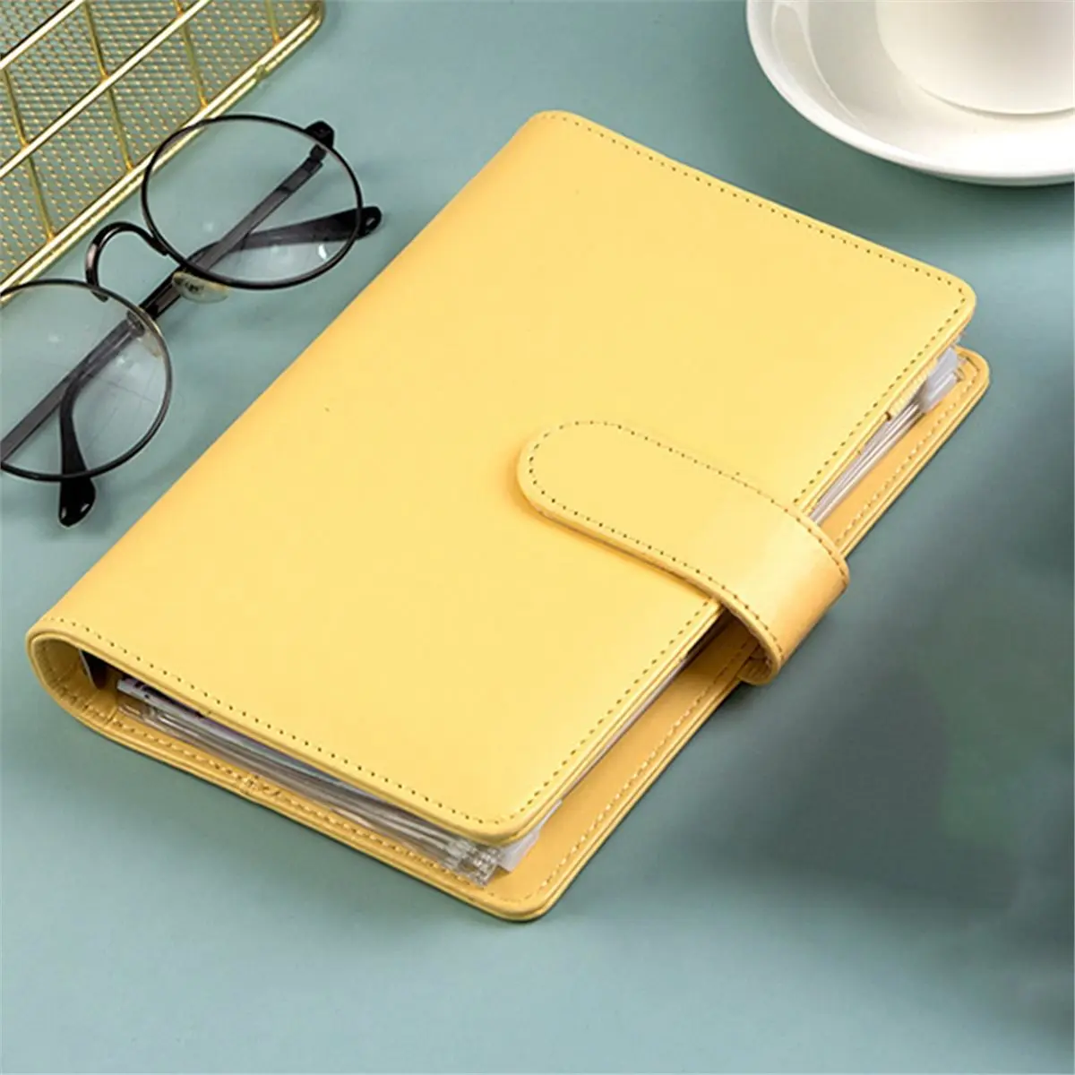 A6 Photocard Binder 6-Ring Collector Album with Multi-Size Photo Protectors, Lemon Yellow