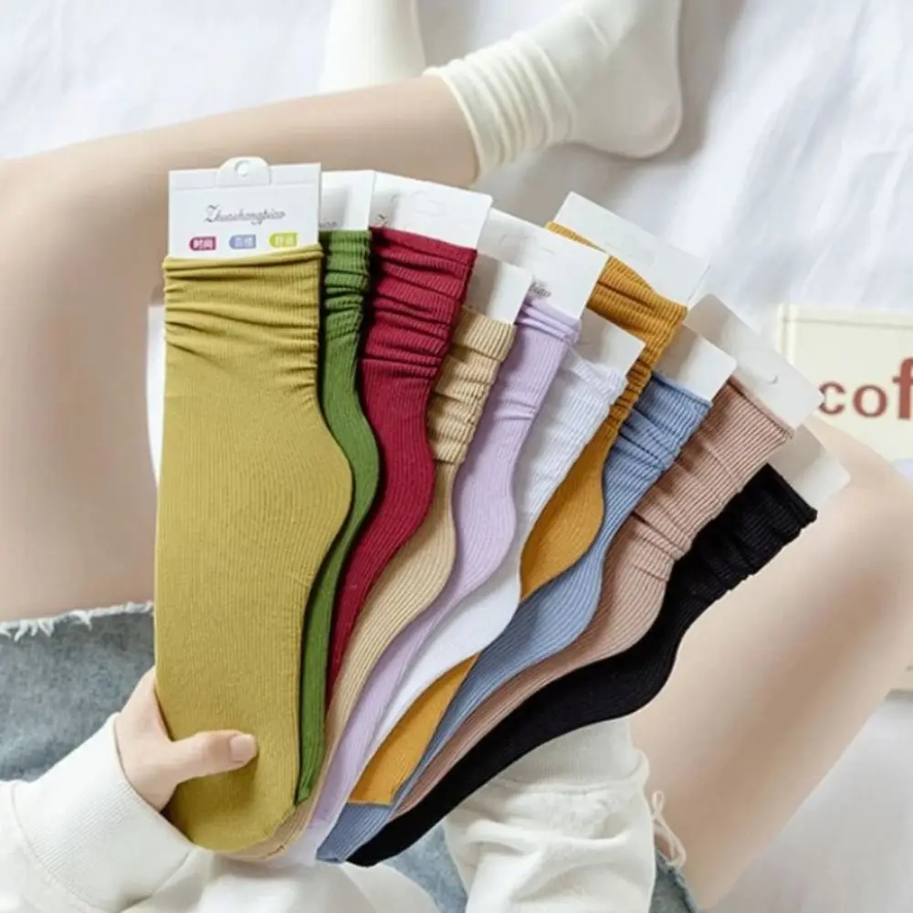 Cute Breathable Socks Soft Casual Lastic Socks Solid Color Short Socks