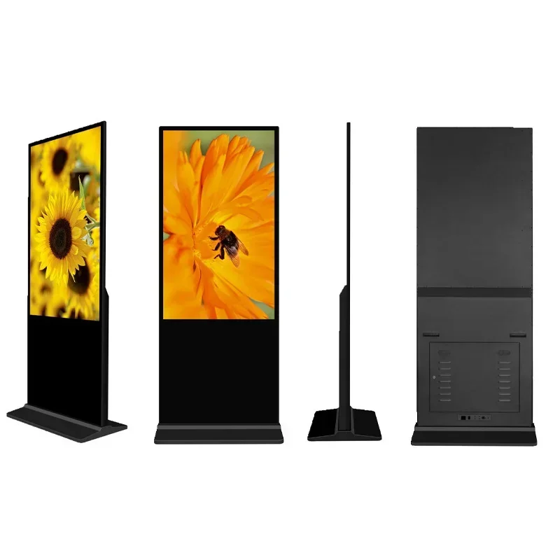 Vertical Ad Machine Sixe Video English Digital Signage Lcd Monitors 55 Inch Totem Screen Android Advertising Player Lcd Monitors