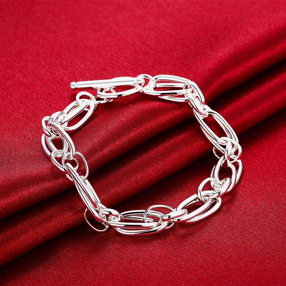 Street Fashion Fine Creative Circle Chain Armband aus 925er Sterlingsilber für Damen, Schmuck, Hochzeitsaccessoires, Partygeschenke