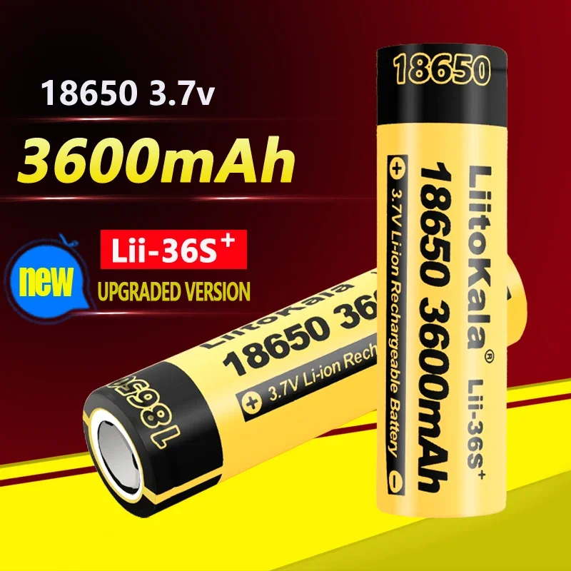 1-30pcs LiitoKala Lii-36S 18650 3600mAh 3.7V Li-Ion Rechargeable Battery 10A Lithium  High Drain For Flashinglight Vaping