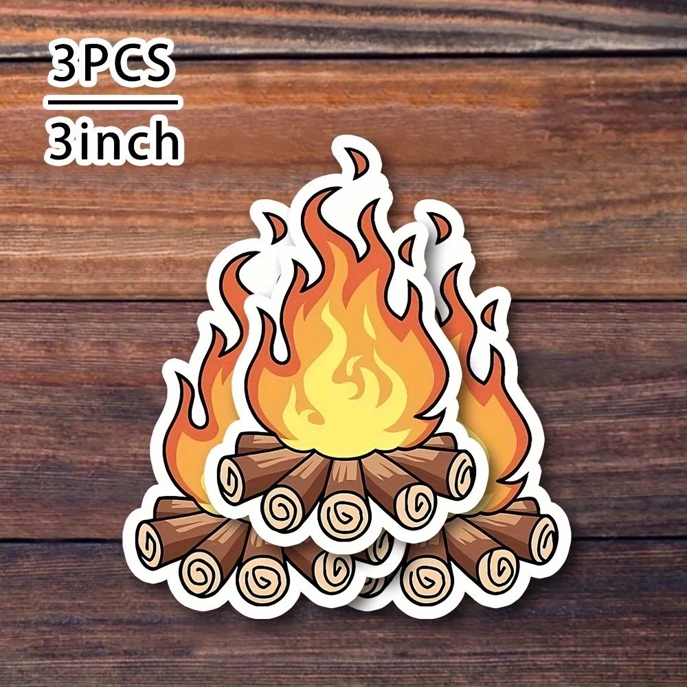 

3 шт./компл., яркая наклейка для кемпинга, тематическая наклейка для костра, отлично подходит для велосипеда, гитары, холодильника, ноутбука и настольного органайзера