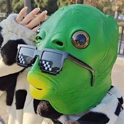 Masquerade Cosplay Halloween Everyday Fun Funny Green Fish Head Mask for Carnival Party Latex Halloween Cosplay Costume Mask