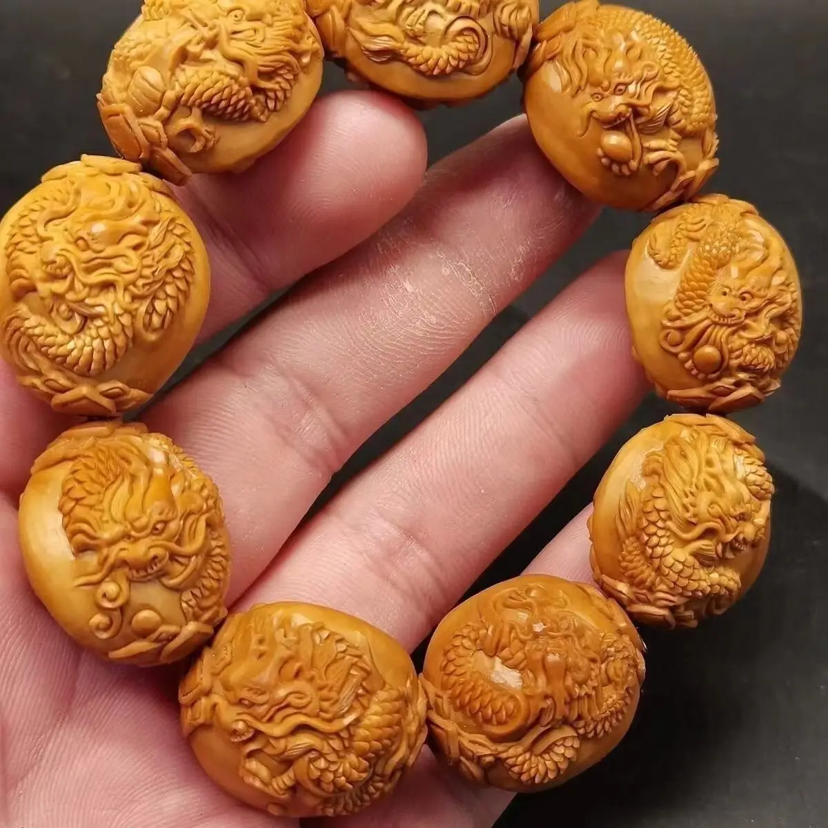 Kowloon God of Wealth Olive Kernel Bracelet The God of Wealth Maitreya Master Carved Handmade Lucky Hand String Wen Play Jewelry