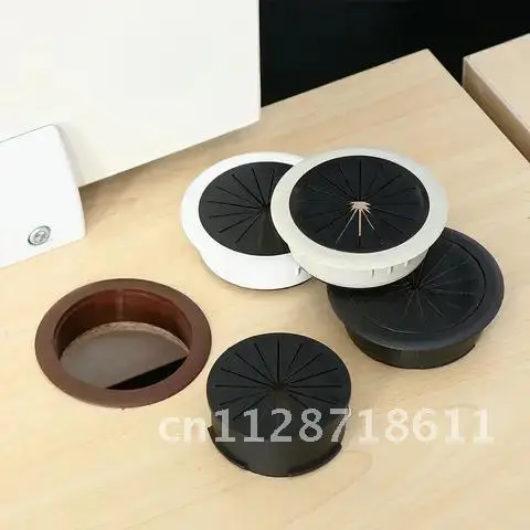 Desk Table Cable Hole Cover 1PC PC Computer Desk Round Wire Tidy Grommet Desk Table Cable Fastener Clamp Buckle Line 50/60MM