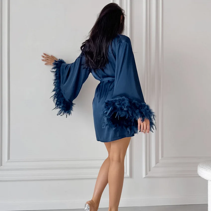 

Роскошные пижамы: невероятно мягкие и комфортные женские пижамы, уютная домашняя одежда, комплект из трех предметов с перьями.