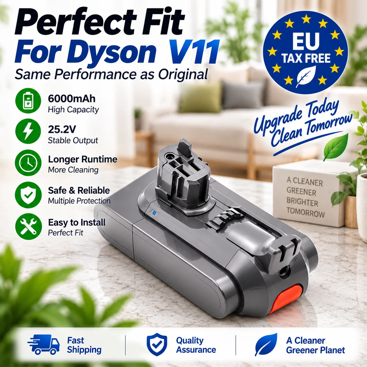 100% kompatibel mit Dyson V11 V15 25,2V 6800mAh Li-Ion Ersatzakku, geeignet für V11 Absolute Extra, Torque Drive Extra, Fluffy Extra, Animal, V15 Detect kabellosen Staubsaugern.