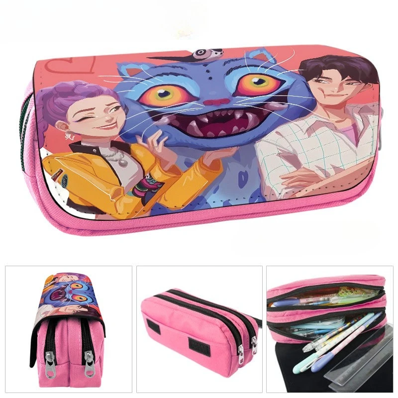 Kpop شيطان الصيادين مقلمة الكرتون نمط مطبوعة زوي رومي ميرا حقيبة أقلام تخزين كبيرة طالب القرطاسية تخزين أكياس #5