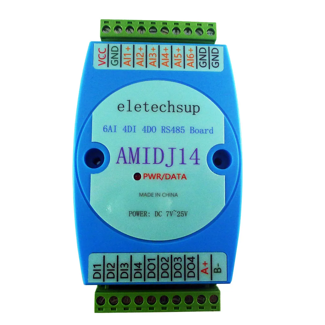 AMIDJ14 6AI-4DI-4DO RS485 Collector Analog Digital Input & Output MODBUS RTU PLC Expansion Board DC 12V 24V AMIDJ14