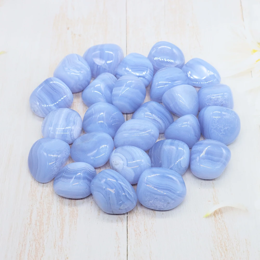 

Natural Blue Lace Agate Tumbled Stones Wicca Reiki Healing Crystals Polished Energy Chakra Gemstone Ornament Aquarium Home Decor