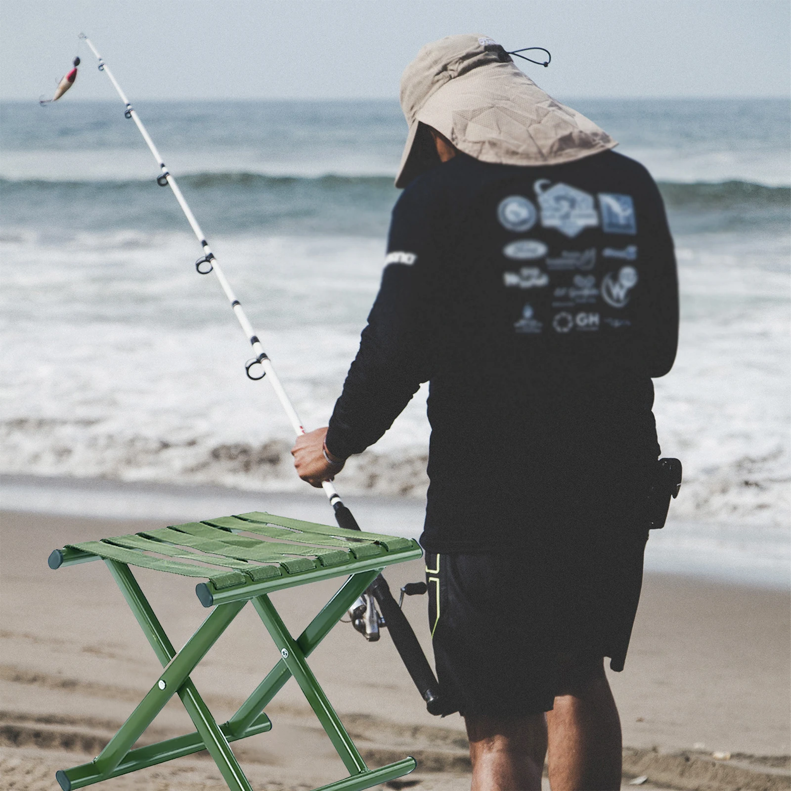 Portable Folding Stool Outdoor Folding Chair Camping Stool Seat Camp Chair for Trip Hiking Fishing BBQ Beach Garden Backyard
