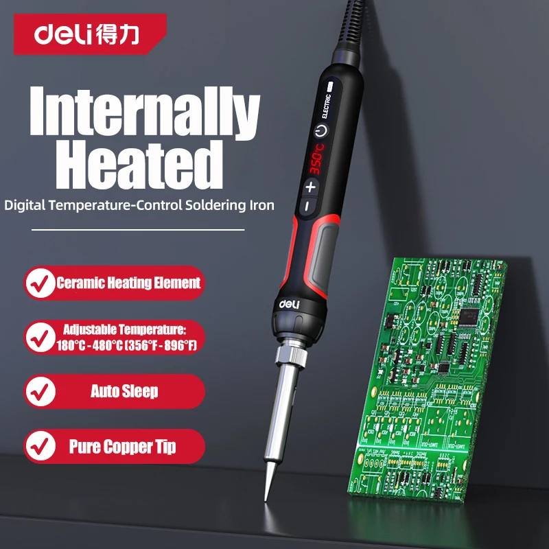 Kit de pistola para soldar de 90W, herramientas de soldadura LCD con temperatura ajustable, puntas de soldadura con calentador de cerámica