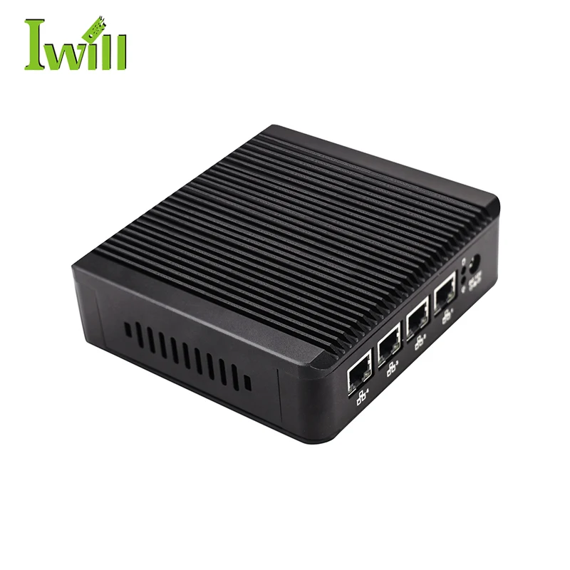 J4125 Industrial Mini PC Fanless Thin Client with 4 NIC 1*HD DDR4 RAM for AU US CN EU Plugs