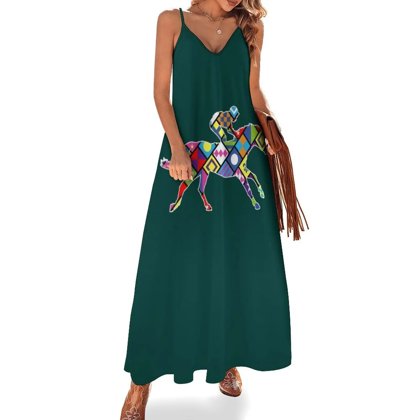 

Cute Kentucky Horse Racing Silks Sleeveless Long Dress summer women's suit Long dress woman Dress