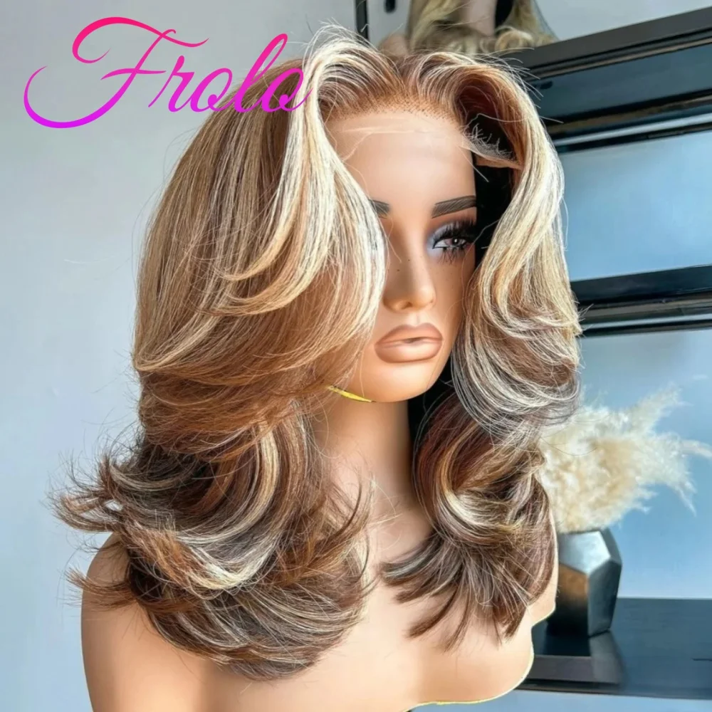 

250 Плотность 5x5 Кружева Фронтальный Короткий Боб Парик Объемная Волна Коричневый Блондин Мелирование Человеческих Волос Парик Предварительно Сорванные Бразильские Волосы Для Женщин