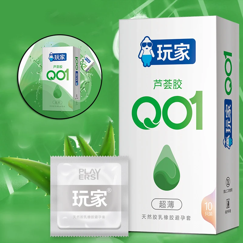 10pcs Aloe Vera Condom Sex Toys Ultra Thin Smooth Condom Lubricatted Frivolity Penis Sleeves Contraception Condoms Sex Goods