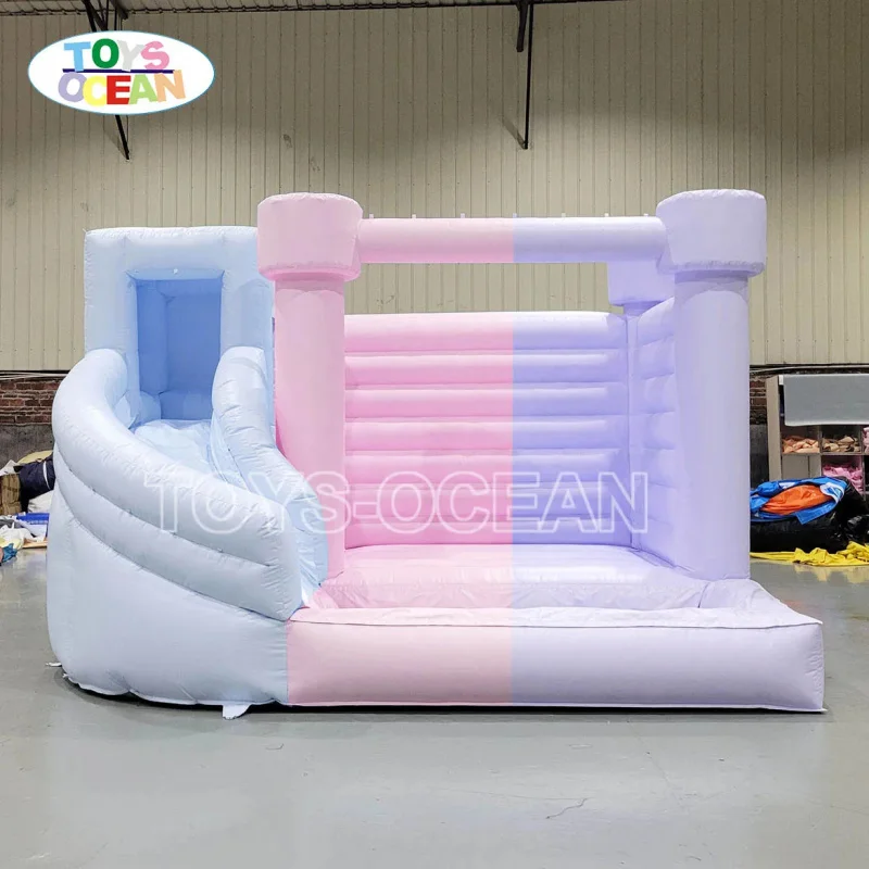 Commercial Kids Bouncy House White Inflatable Bounce Combo with Water Slide Pool
