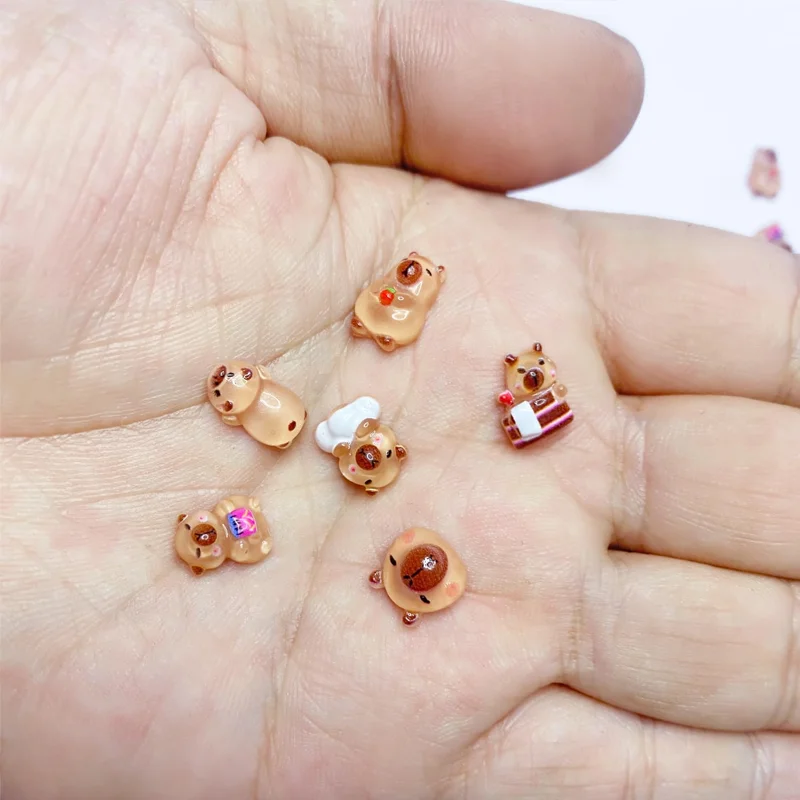 25/50/100 Pcs Resin Tiny capybaras Figurines Miniatures for Fairy Garden Micro Landscape Craft Project Decoration Accessories