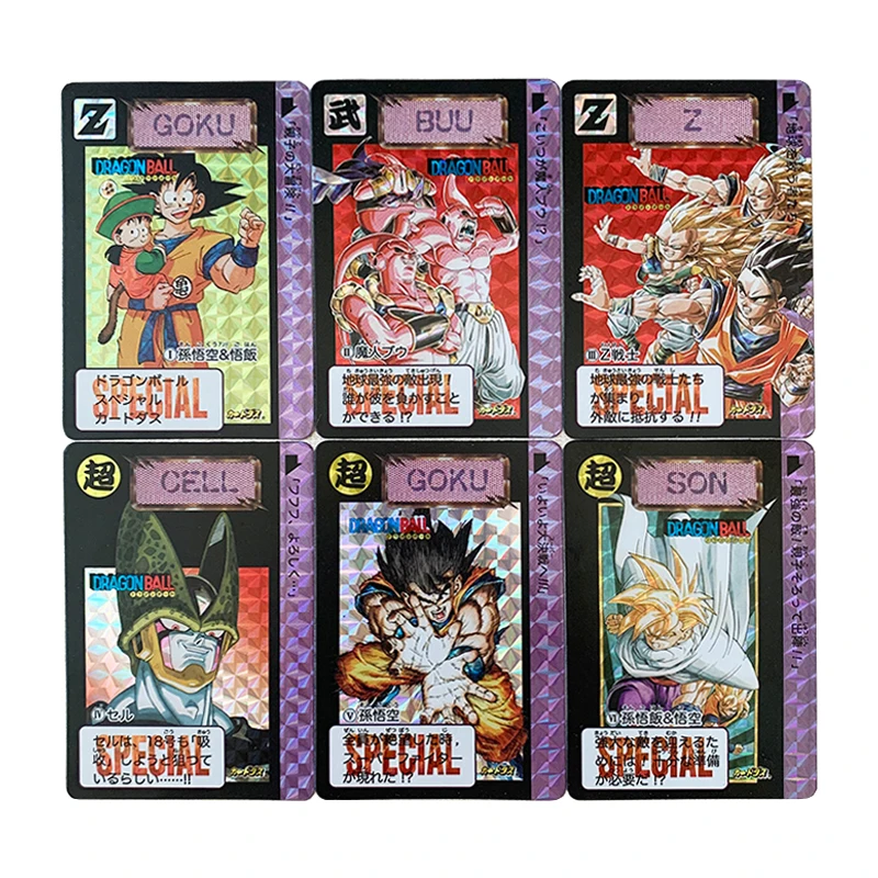 

6Pcs/set 59X86Mm Diy Dragon Ball Limited Super Saiyan Son Goku Collection Card Copy Version Grid Flash Anime Card Gift Toys
