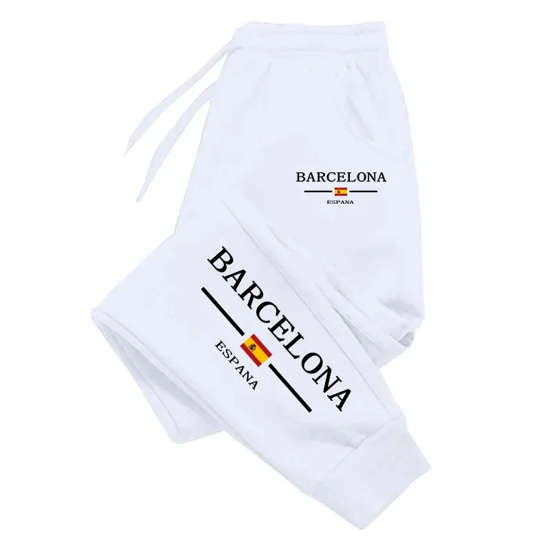 Men's 2026 New Hot Four Season Casual Sports Trousers High Grade Male Football Long Pants Hot Sale Barcelona Printed Sweatpants