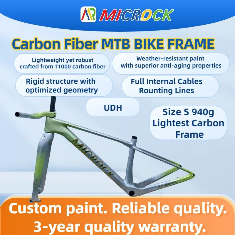 

T1000 Carbon Fiber MTB Hardtail Bike Frame 29er Boost 148x12mm BB92 920g UDH hanger Internal Rounting Cable Lines