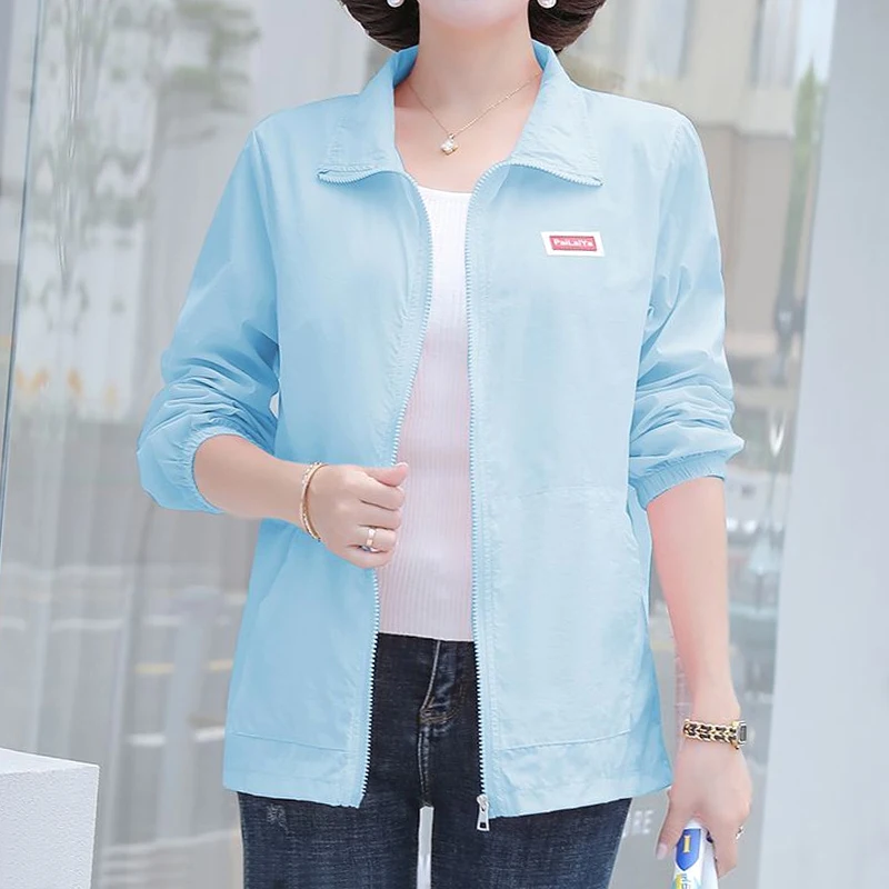 Office Lady Fashion Casual Long Sleeve Jackets Loose Zipper Solid Color Simplicity Turn-down Collar Comfortable Women's Clothing