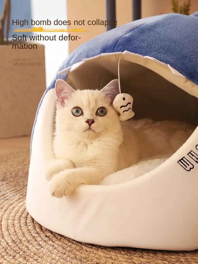 Cats Winter Warm Closed Pet Supplies Semi-closed Cat Bed House Nest Mat Cat Accessories Home Climbing Pet Dog House