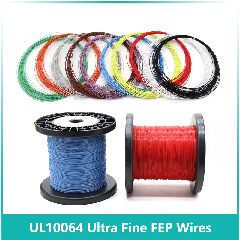 10~100M UL10064 FEP Ultra Fine Micro Wire PTFE Plastic Wires 40/36/34/32/30/28/26AWG Solder High Conductivity Tinned Copper Line