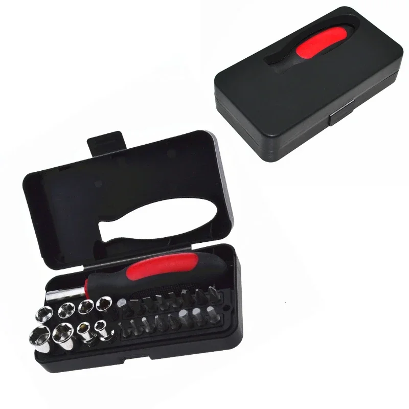 25 in 1 Sockets Set 25 PCS Hardware Sockets Set Mechanical Workshop Manual Repair Tool Kit Multifunctional Carbon Steel Tool