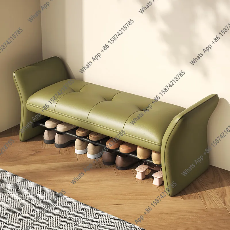 

Cream vintage style shoe changing stool entrance shoe stool designer home multi-functional bench sofa