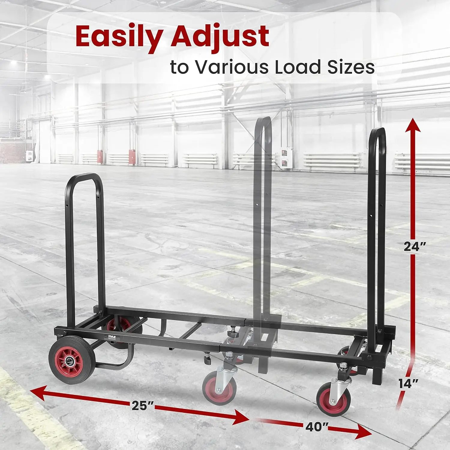 Compact Folding Adjustable Equipment Cart - Heavy Duty 8-in-1 Convertible Cart Hand Truck/Dolly/Platform Cart with R-Trac Wheels