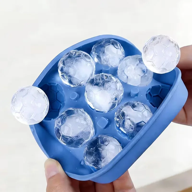 9-hole silicone soccer ball/ice hockey mold, easy to demold,flexible and durable,suitable for whiskey,cocktails and party drinks
