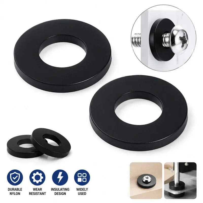 60pcs Hinge Rings Plastic Flat Washer Rings For 0.5-1.2mm Interior Door Hinges 15mmx10mm Door Top Bottom Insulation Gasket Rings