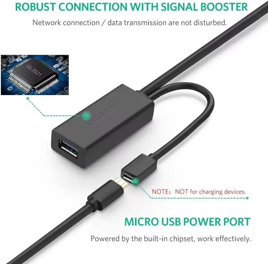 USB Extension Cable UGREEN USB 3.0 Male to Female Active Repeater Cable with Signal Amplifier Repeater for Printers