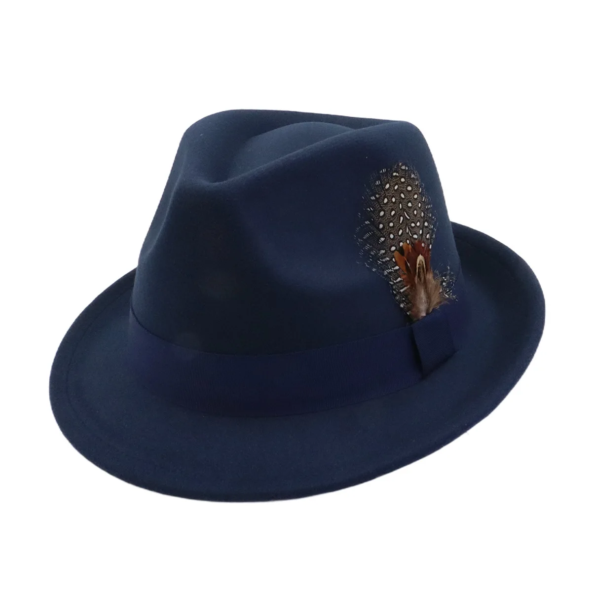 Unisex Autumn Winter Vintage Wool Jazz Hat Heart Top Curved Brim Fedora