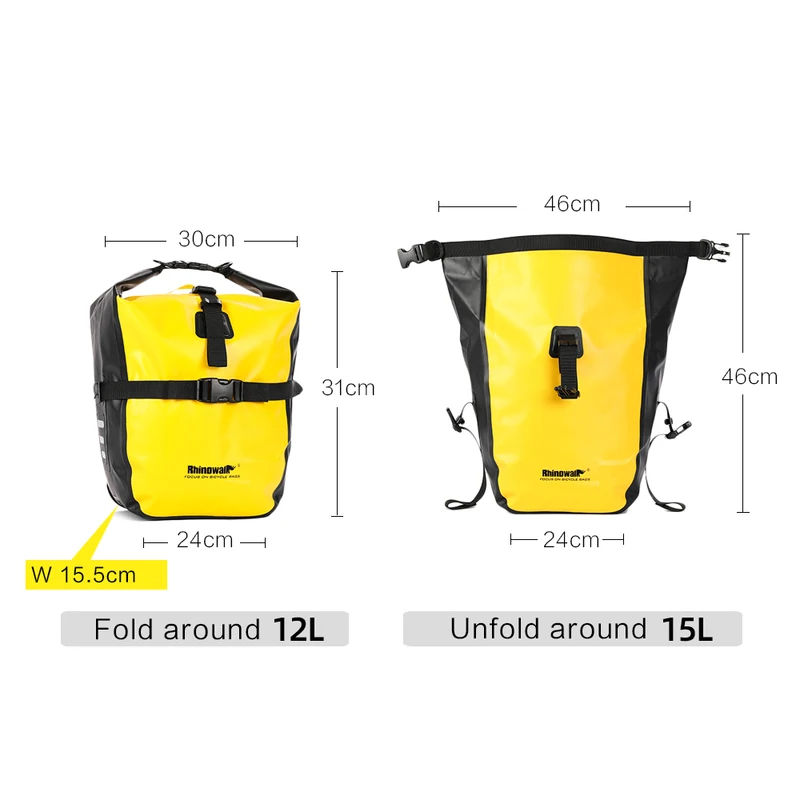 Bolsa para Bicicleta Rhinowalk 7L-15L Impermeável Rack Dianteiro — foto 3