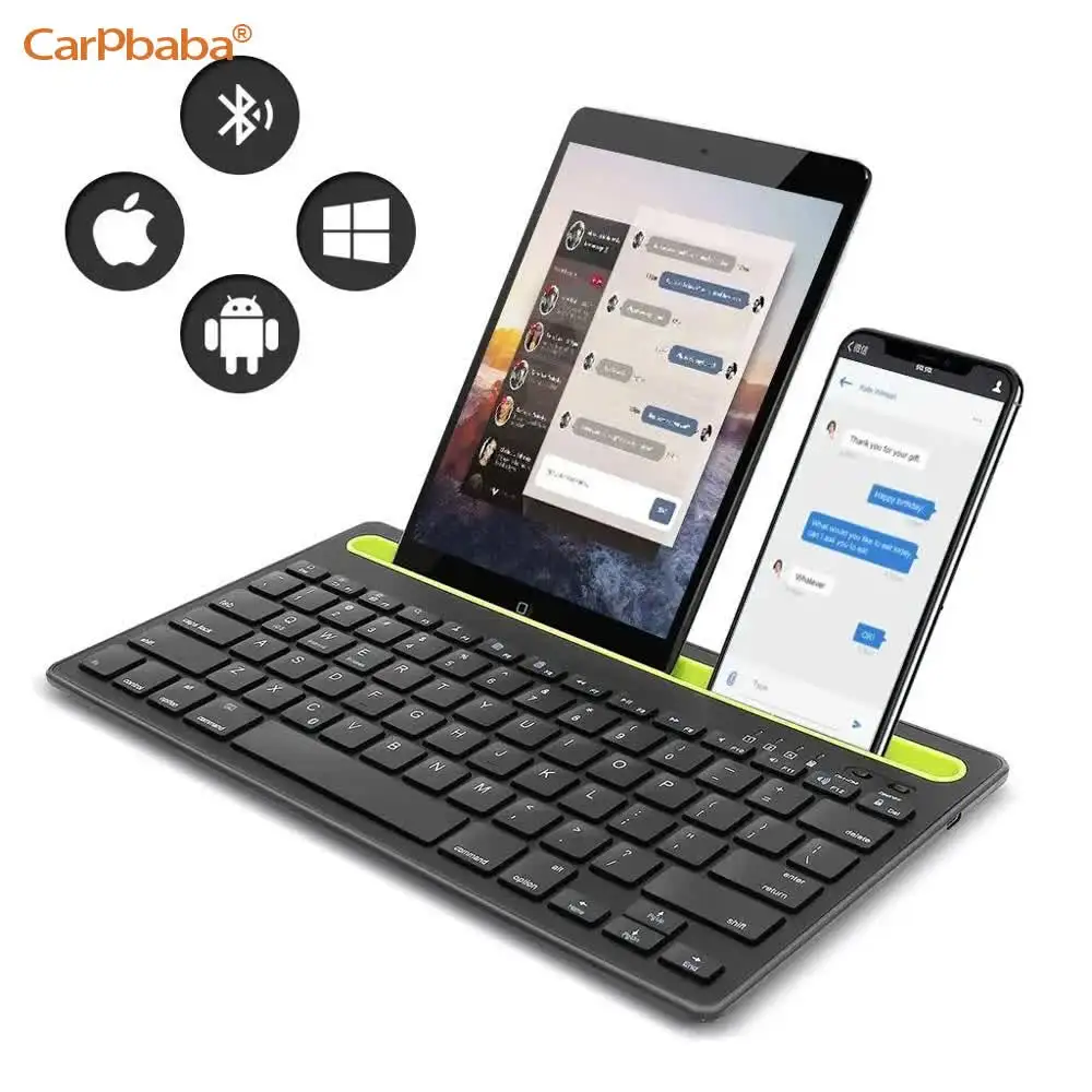 HM04 Bluetooth Rechargeable Wireless Keyboard Built-in Slot Stand Keypad for iPad Phone Tablet Laptop Windows Android MAC IOS