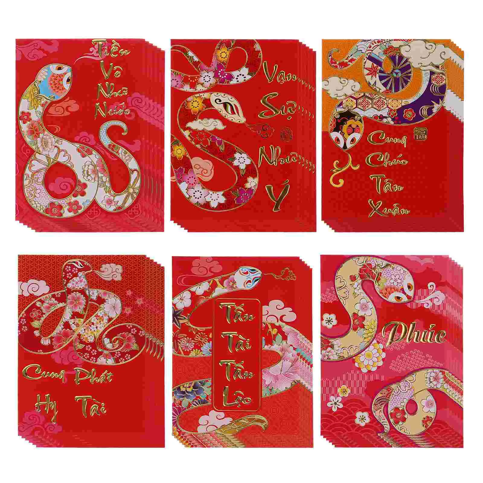 

Red Envelopes Vietnamese Year of The Snake Spring Festival Chinese Money Dragon Hong Bao Paper