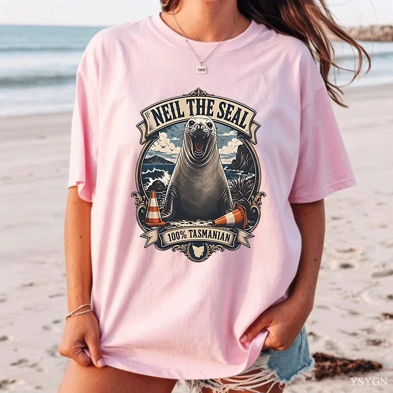 Vintage Neil The Seal Become Ungovernable T-Shirt Men Women Funny Animal Meme T-Shirts Graphic Tee Streetwear Unisex Clothes