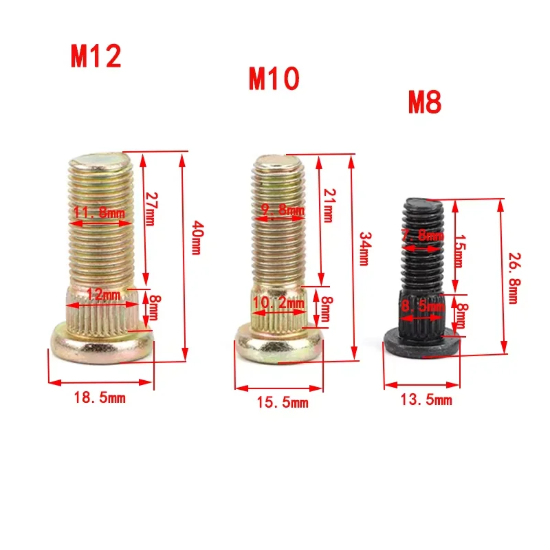 برغي بلوحة ضغط لولبية ، تشغيل مفتاح M10 M12 ، مسمار محوري ، فولاذ ، مركبة ATV ، UTV ، كارت ، أجزاء دراجة رباعية ، 4 لكل قطعة #2