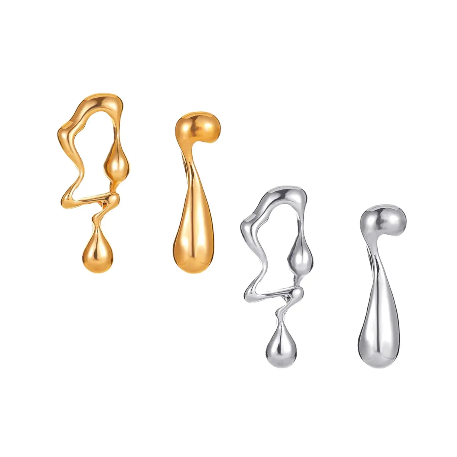 2-6pack Asymmetrical Water Drop Earrings Lightweight for Ceremony