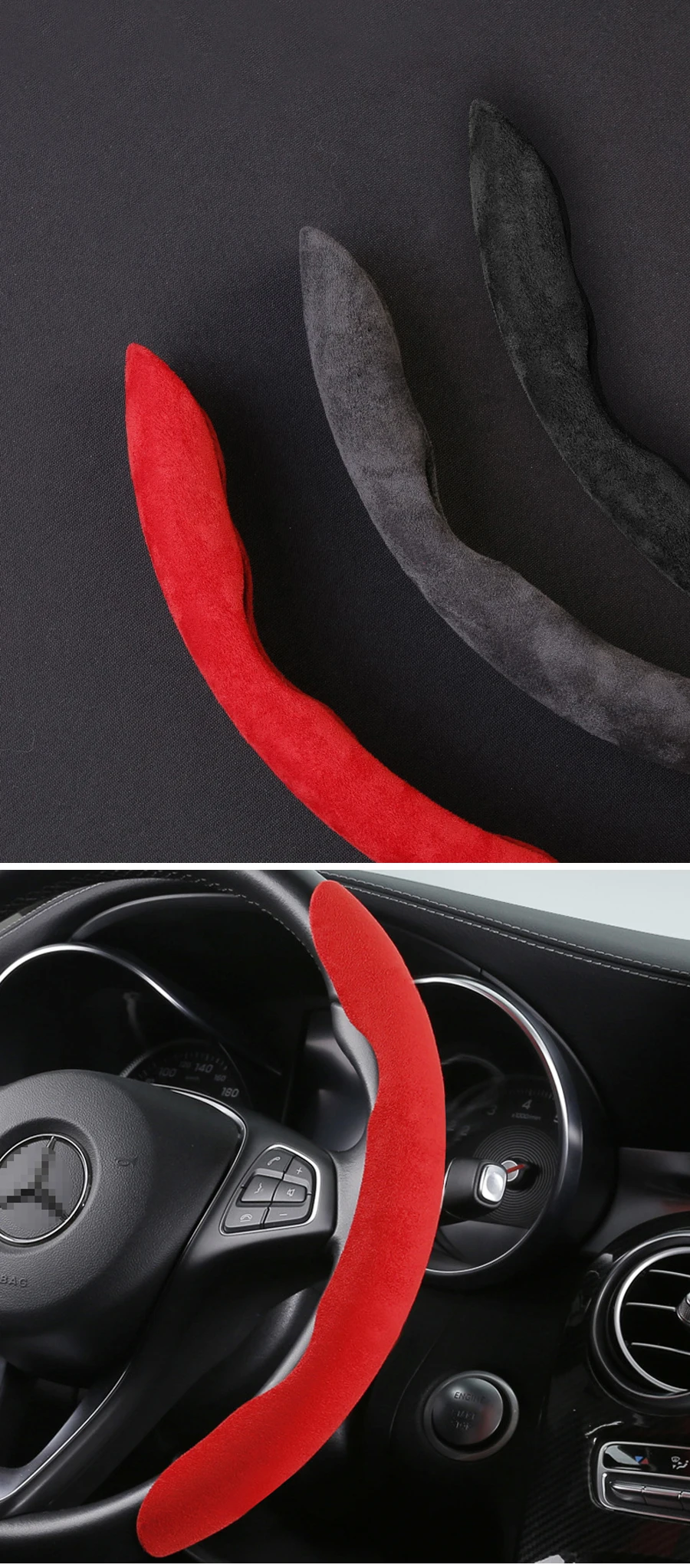 Wildleder Universal 38CM Auto Lenkrad Booster Abdeckung rutschfeste Auto Innen Lenkung Schutz Dekoration Zubehör-Braun – Detail 3