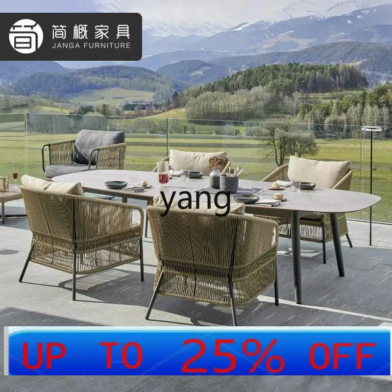 

LMM outdoor tables and chairs courtyard leisure three-piece terrace villa homestay rattan tables and chairs