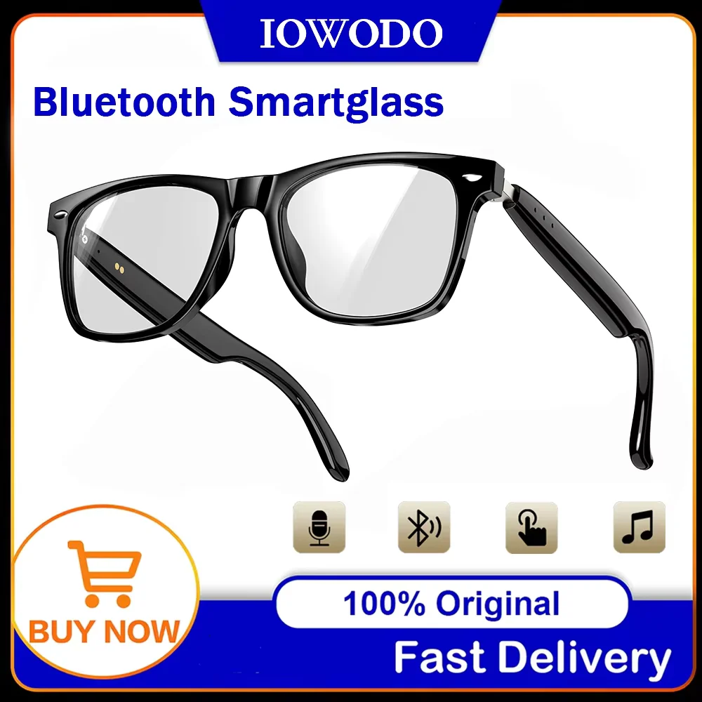 

IOWODO D1 Bluetooth Touch Control Smart Glasses Waterproof Outdoor Sport Anti-UV Sunglasses with Mic & Speaker for Men Women